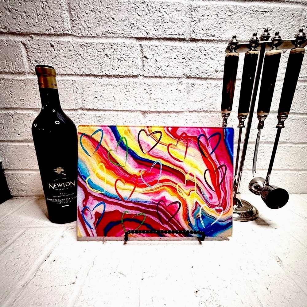 Colorful Heart Pattern Cutting Board. See pics for ideas.